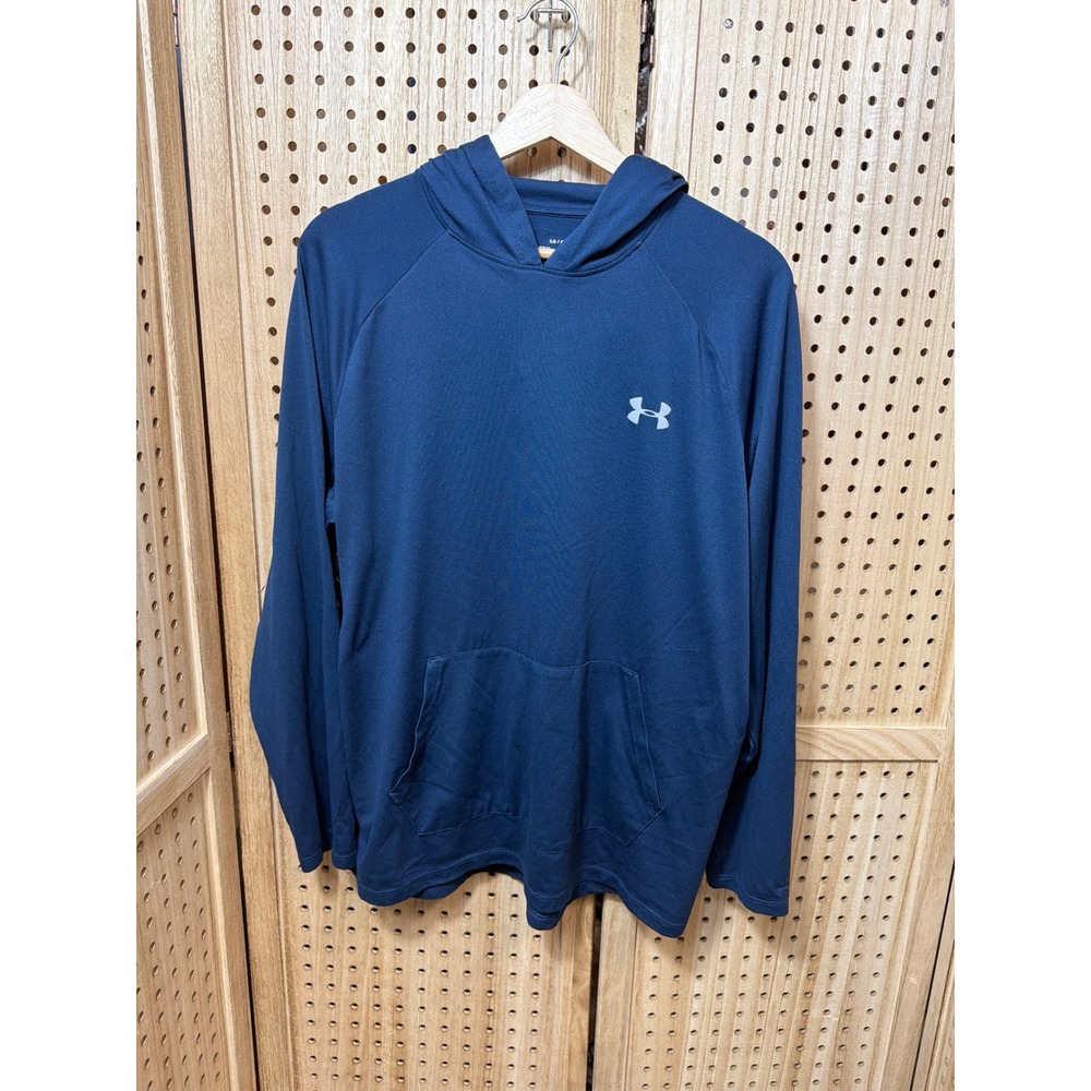 Under Armour Mens Navy Blue HeatGear Loose Fit Long Sleeve Hoodie Large